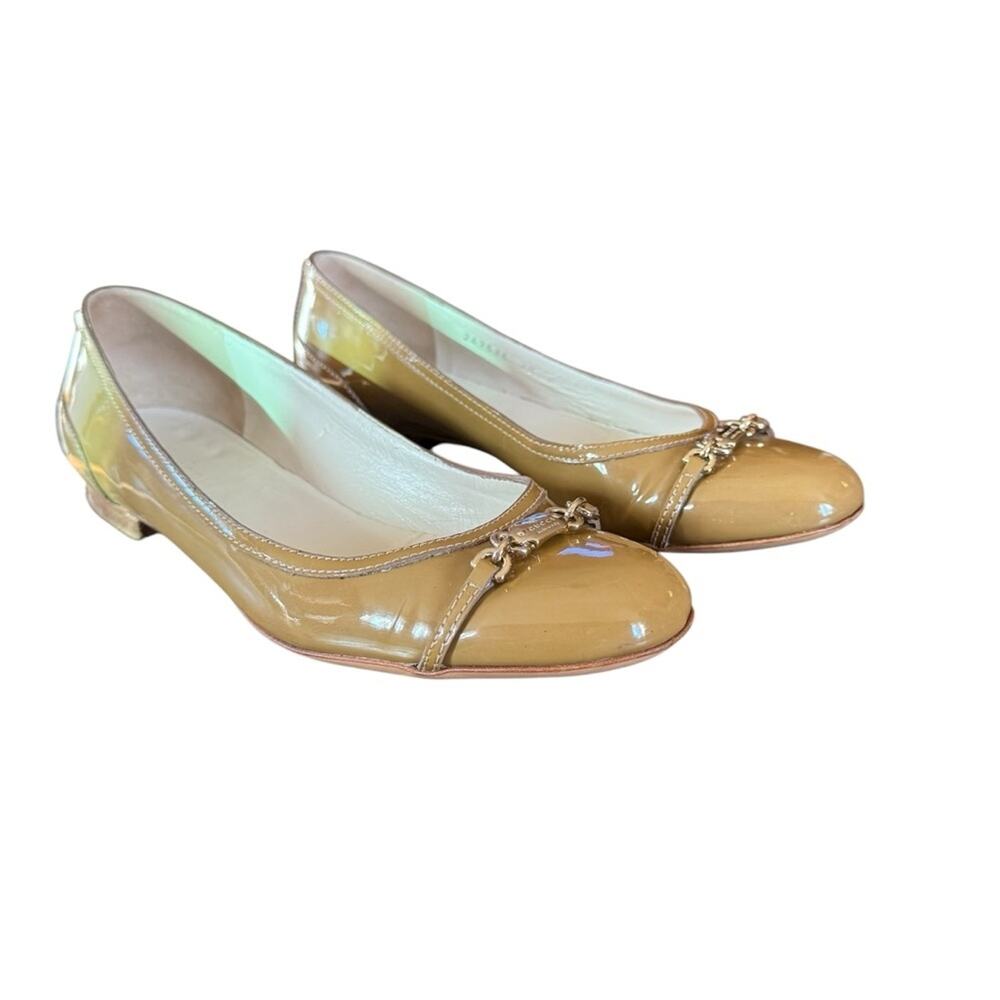 Gucci Patent Leather Horsebit Squared Toe Cap Ballet Flats EU 38 US 8